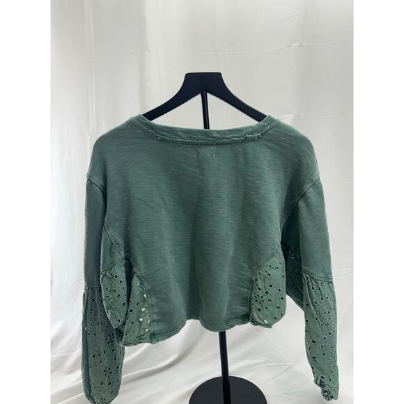 Anthropologie Pilcro green Batwing Eyelet Top XXS - Picture 3 of 5